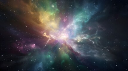 Fototapeta premium A mesmerizing supernova explosion illuminating the vast cosmos with vibrant colors.