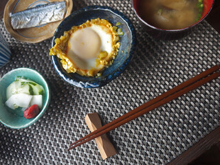 Yakushima country-style sunny side up curry fried egg and breakfast meals