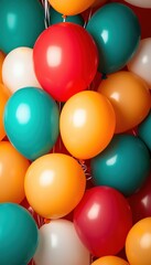 Naklejka premium Colorful balloons in vibrant shades create a festive atmosphere, perfect for celebrations and special events.