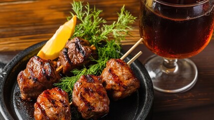 Meat Skewer Logo with Egg Yolk and Soda Water: Creative and Unique Design
