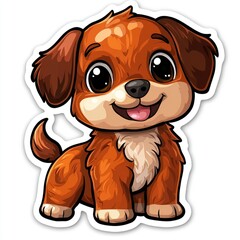 Obraz premium Adorable Cartoon Dog with Big Eyes and a Happy Smile