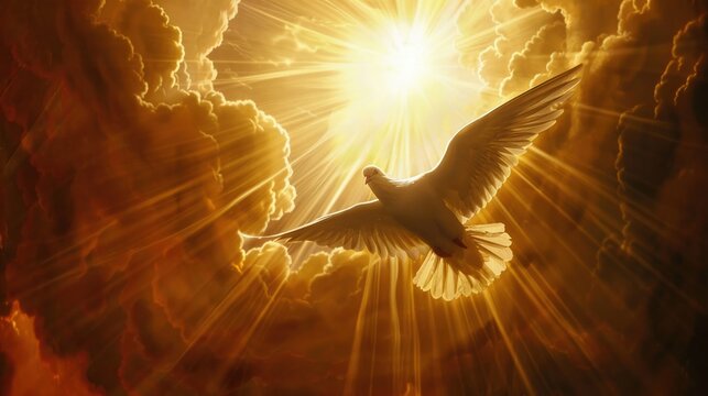 The descent of the Holy Spirit depicted as a dove in a radiant