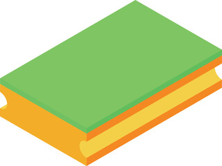 Fototapeta premium Green scrub sponge for dishwashing lying isometrically on a white background