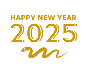 2025 年賀状素材　蛇と賀詞　HAPPY NEW YEAR