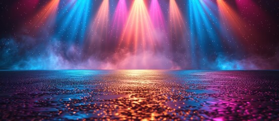 Neon Stage Lights with Wet Surface