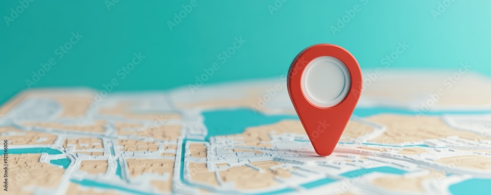 Aufkleber red location marker on a map, symbolizing navigation and pinpointing exact geographic locations.