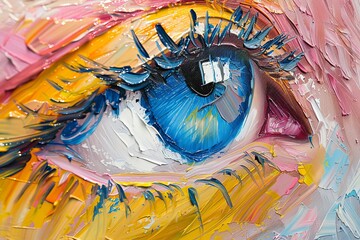 Fototapeta premium The gaze of colors: an abstract ocular symphony generative ai