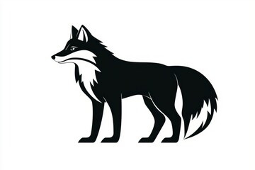 Black and White Silhouette of a Fox