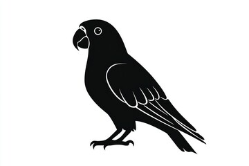 Fototapeta premium Black Parrot Silhouette on White Background