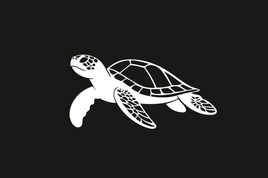 Sea Turtle Silhouette on Black Background