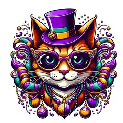 Festive Cat in a Top Hat and Sunglasses