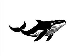 Obraz premium Black and White Silhouette of a Humpback Whale