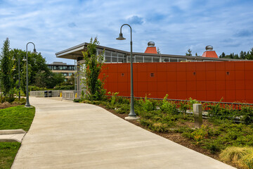 2024-08-13-SIDEWALK LEADING UP TO THE SOUND TRANSIT LIGHT RAIL STATION ON MERCER ISLAND WASHINGTON