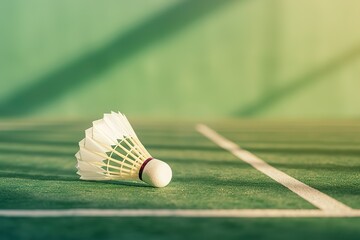 shuttlecock on the green field 