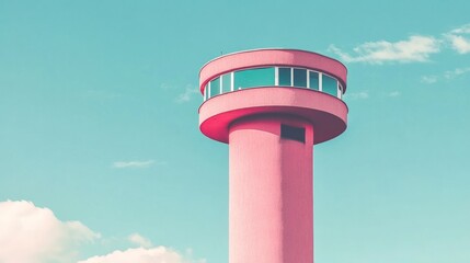 Pink Tower Against a Blue Sky