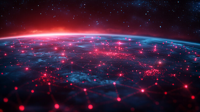 satellites orbiting Earth, showcasing the vastness of space and human ingenuity. The image highlights the connection between technology, exploration, and global communication