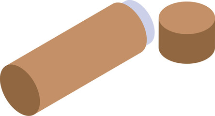 Brown cardboard tube packaging mockup lying with open cap