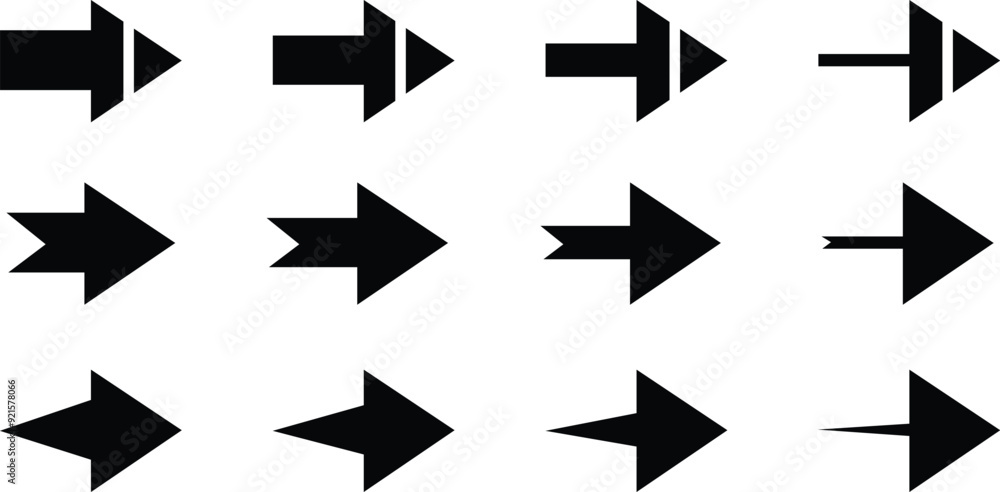 Poster different cursor arrow direction symbols. set of arrows black icons. arrow icon.