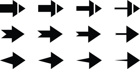 Different cursor arrow direction symbols. Set of arrows black icons. Arrow icon.
