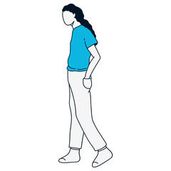 People Walking Illustration with Flat Cartoon. Isolated Vector Character. 