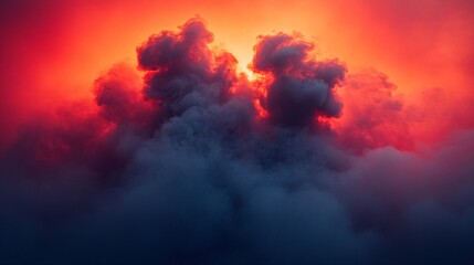 Fototapeta premium Intense clouds illuminated by fiery red light