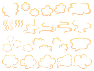 湯気の線画エフェクトと吹き出しのセット