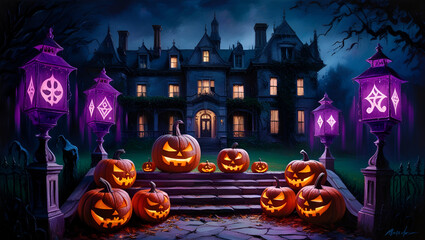 halloween background with pumpkins