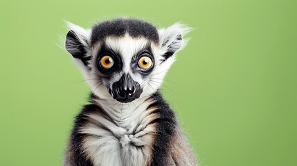 Sweet lemur on a light green background 32k, full ultra HD, high resolution