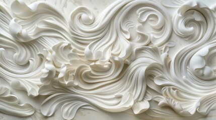 Fototapeta premium White swirling ornate design with a 3D effect on a marble background.