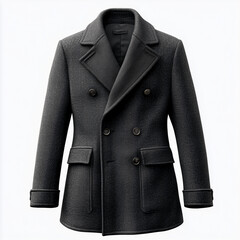 Stylish Charcoal Gray Wool Coat with Transparent Background: Winter Fashion Essentials