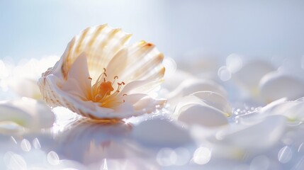 Obraz premium Seashell and Petals in Soft Light