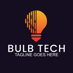 vector logo design light bulb, with symbol of technology, creativity, energy logo design