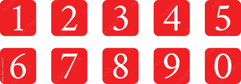 Aufkleber simple numbers icon on red rounded rectangle. red button number vector illustration.