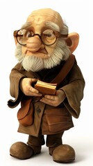Naklejka premium A 4D cartoon fig with a small book looking wise on 121 2796 cartoon, vector, illustration, boy, people, character, business, glasses, book, child, drawing, fun, person, old, art, woman, read, funny 