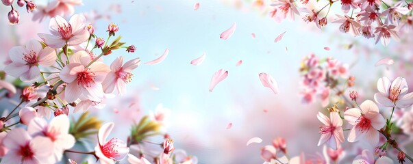 Falling flower petals from cherry blossoms, springtime, poetic natural moment