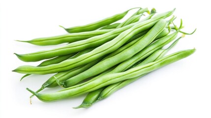 Fresh Green Beans on a White Background