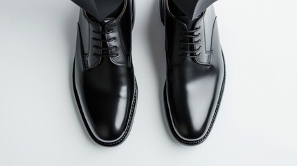 Pair of Black Leather Oxford Shoes