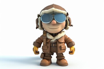 A 4D cartoon pilot with aviator sunglasses ready t 237 3556 3d, robot, cartoon, character, technology, illustration, vector, blue, isolated, toy, render, halloween, funny, android, gothic, goth, punk,