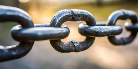 Fototapeta premium Close-up of a Metal Chain Link - Strength, Connection and Security Concept