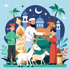 Obraz premium People making sacrifices on Eid al-Adha
