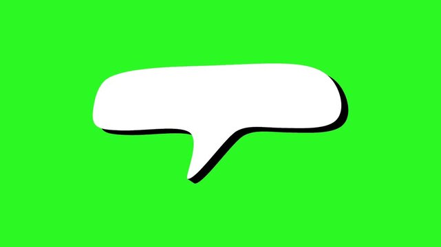Animated white speech bubble with black outline on green background perfect for social media messages, advertising, presentations, communication concepts. Animated speech bubbles for text