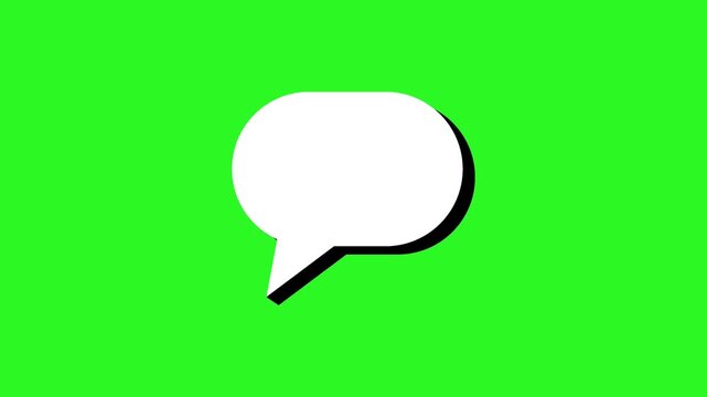 Animated white speech bubble with black outline on green background perfect for social media messages, advertising, presentations, communication concepts. Animated speech bubbles for text