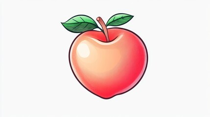 Fototapeta premium Minimalist hand-drawn nectarine, smooth and clean line art, pure and simple, white background
