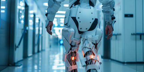 Futuristic AI Powered robot legs, exoskeleton, 