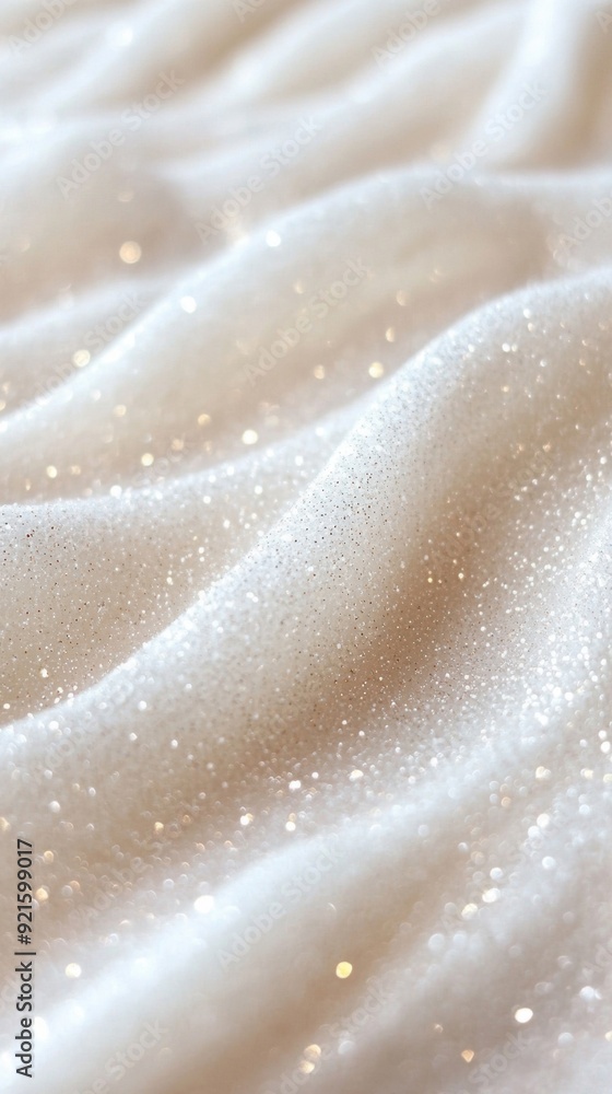 Poster soft, flowing white waves shimmer with sparkles, creating an elegant and mesmerizing texture perfect