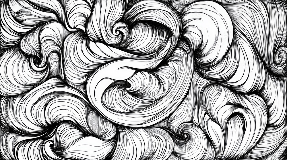 Fototapete dynamic abstract line art of swirling patterns, with a background designed to add custom text easily