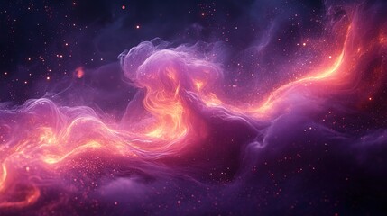 Obraz premium Abstract Nebula with Swirling Smoke and Glowing Particles