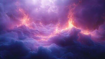 Abstract Cosmic Landscape with Ethereal Flames