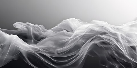 Abstract White Fabric Texture with Wavy Lines and Grey Background.