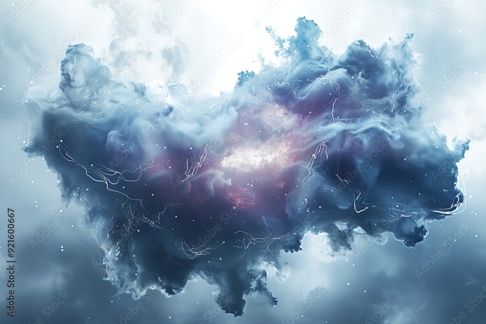 Poster generative ai brings to life this mesmerizing nebula cloud, its delicate patterns captured in stunni